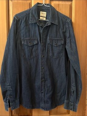 GAP Men's Navy Blue Denim slim fit Western Shirt Jacket